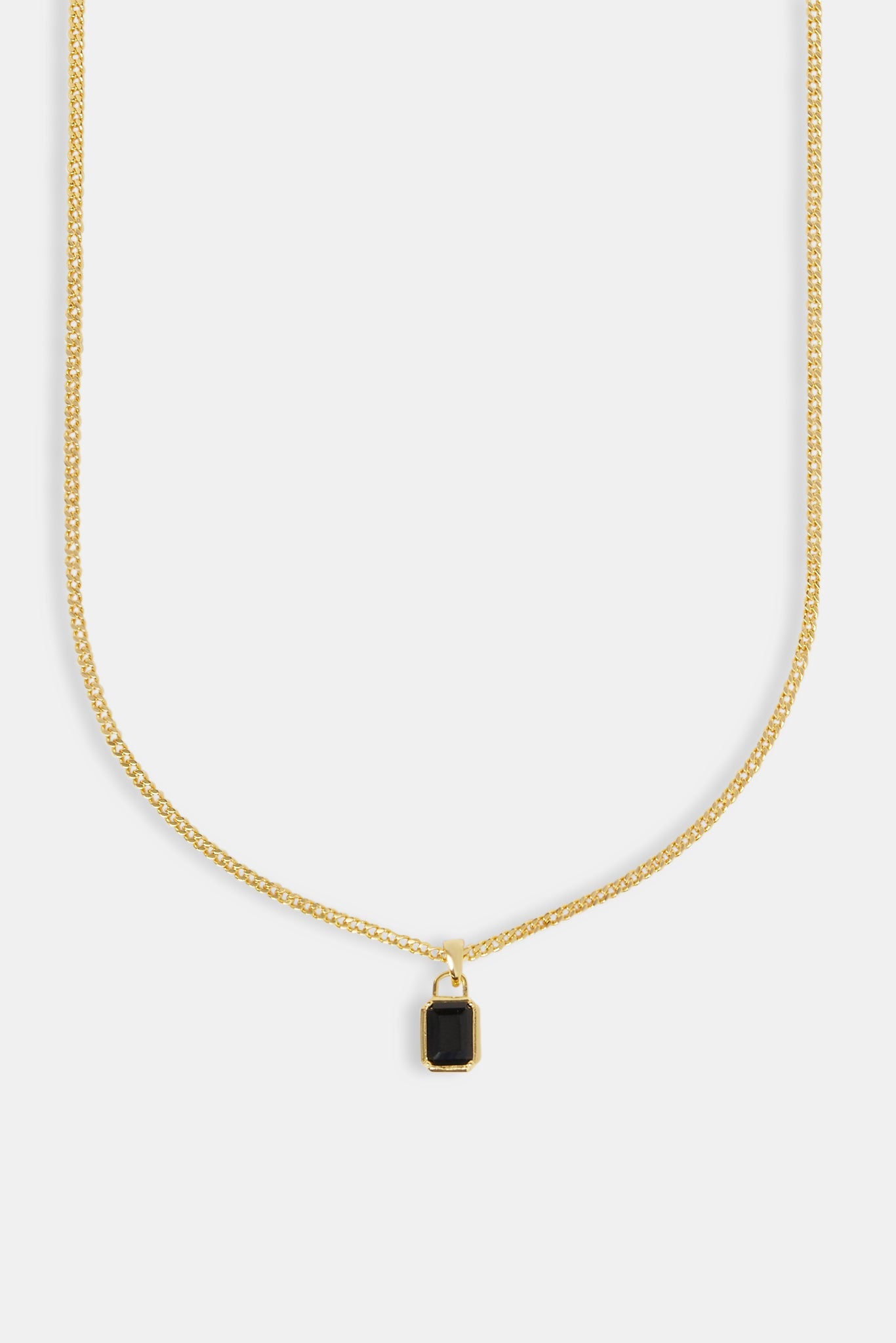 Micro Iced Black Gemstone Necklace - 10mm - Gold